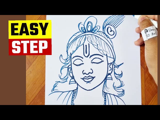 How to draw Lord Krishna drawing step by step