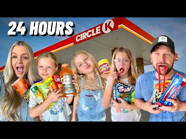 EATING only GAS STATION food for 24 HOURS! 🍕🌭🍭