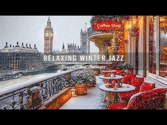 Cozy Winter Coffee Shop Ambience with Elegant Jazz Music & Snowfall For Work and Relax ❄⛄ Smooth Bgm