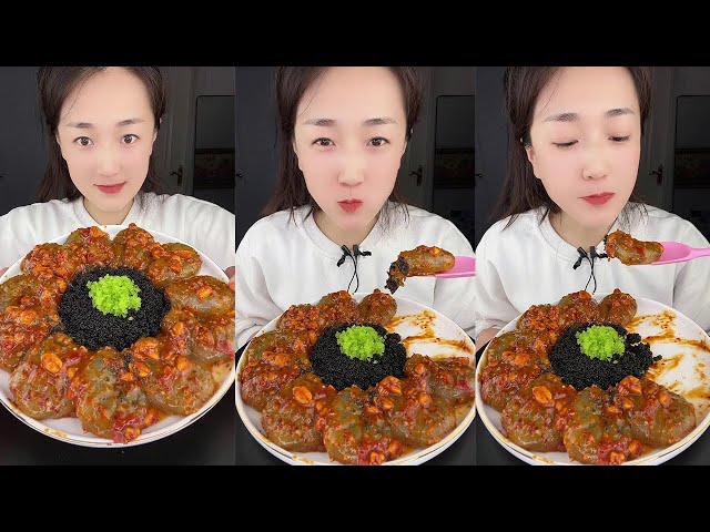 【Yummy】Eating show：Fish roe chili sauce shrimp🐟🐟🦐🦐#Seafood#sashimi#gourmet#asmr#mukbang