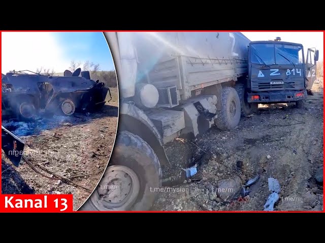 This is what happened to Russian military convoy of armored vehicles and trucks that came under fire