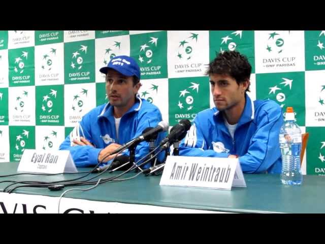 Davis Cup press conference with Amir Weintraub (Israel) after defeating Jerzy Janowicz (Poland)