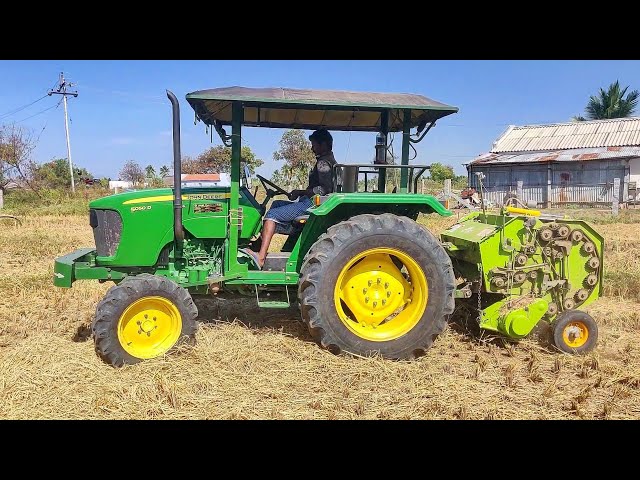 John Deere 5050 D 50Hp 4x4 Tractor Baling performance | Dharanee Baler | John Deere Tractor power