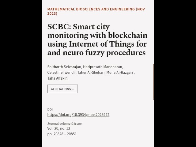 SCBC: Smart city monitoring with blockchain using Internet of Things for and neuro fu... | RTCL.TV