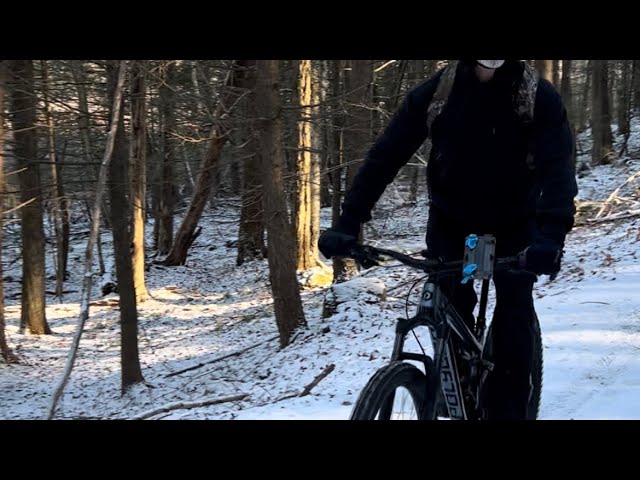 Mountain biking in light snow @58 3rd time: #mtb #exercisemotivation #healthy #workout