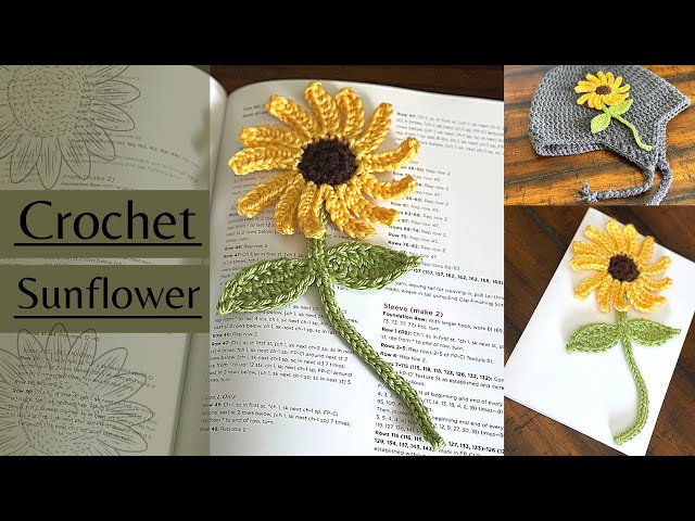 Left- Handed How To crochet a Sunflower/ Sunflower Bookmark/ Sunflower Motif/ Beginner Friendly