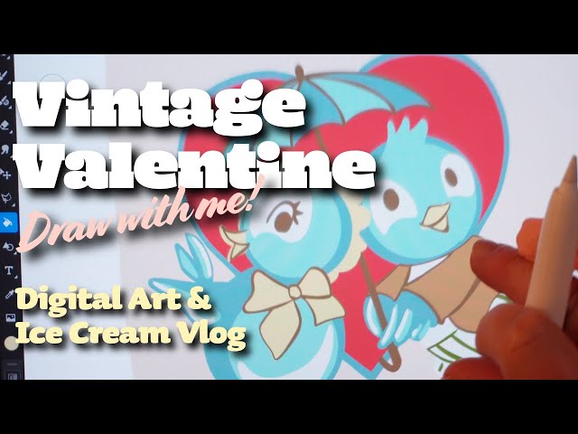 Vintage Valentine Vlog | Digital Art Illustration in Adobe Fresco