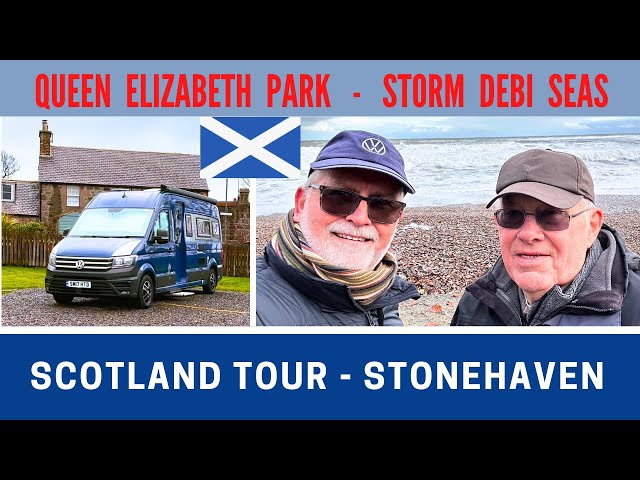 East SCOTLAND Tour to Stonehaven | Queen Elizabeth Park | Storm Debi Seas | Vlog 608