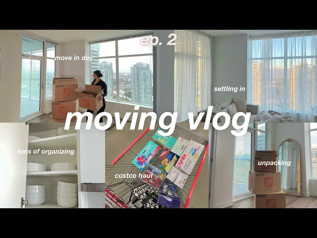 MOVING VLOG: move in day, unpack & organize w me, settling in, apartment updates ~living alone~ 📦☁️