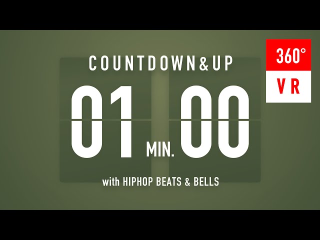 1 Min Countdown & Up 🔄 360° VR Timer Flip clocks🎵/ +HIP HOP BEATS