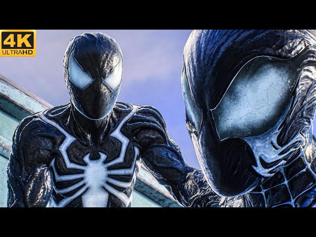 Black Symbiotes fight Kraven Hunters 4K HDR Spiderman 2 Ps5 Slim