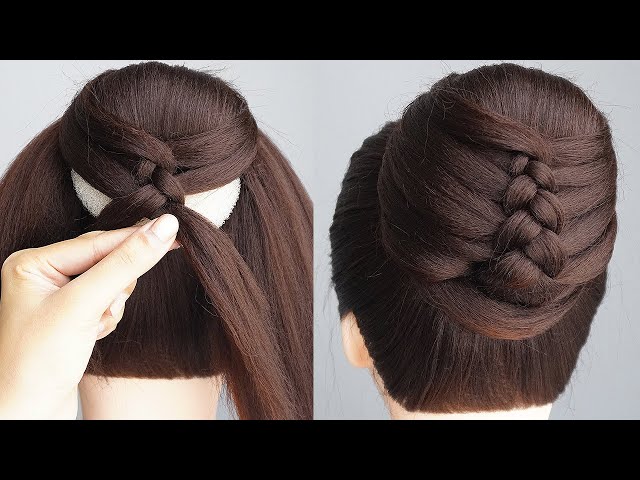 The EASIEST Way To Create A Simple Bun Hairstyle For Party Or Wedding | Braided Bun Hairstyle