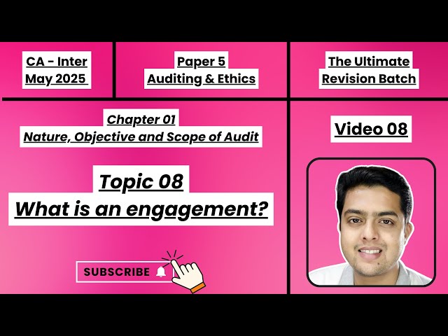 🔥Vid 08-Ch 1-08-What is an engagement? I Rev-May25 Exam I Auditing and Ethics-CA Inter