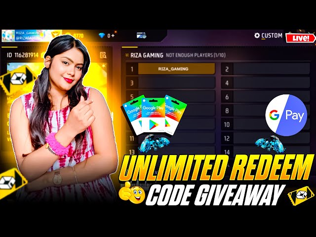 FREE FIRE LIVE CUSTOM ROOM GIVEAWAY | FF LIVE TEAMCODE GIVEAWAY | FF LIVE GIVEAWAY CUTE GILR FF LIVE