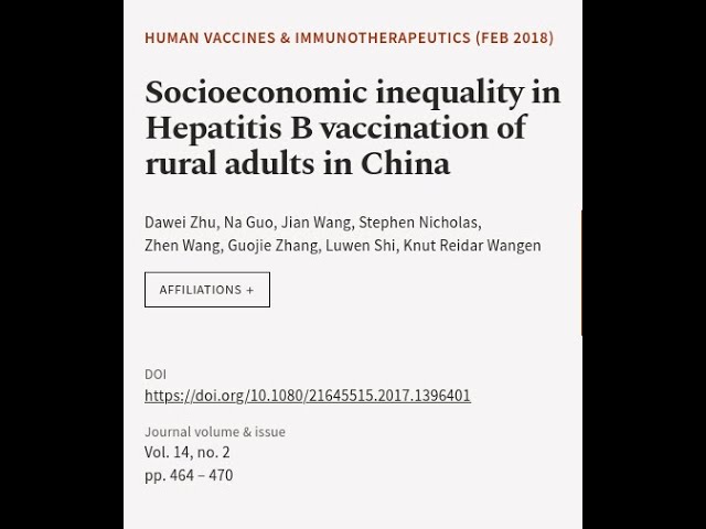 Socioeconomic inequality in Hepatitis B vaccination of rural adults in China | RTCL.TV