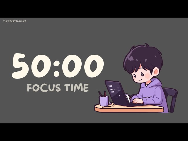 Pomodoro Timer - 50x2 | 50 Minutes Study & 10 Minutes Break | ADHD | Rainforest + Brown Noise 🍃༄⭒˚