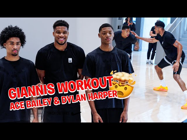 Giannis Antetokounmpo, Ace Bailey,  and Dylan Harper Exclusive NBA workout