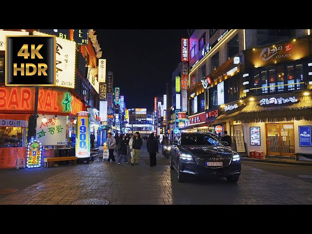 韓国ソウルのバン・イドン食べる路地から石村湖までの夜の散歩 | 4K HDR