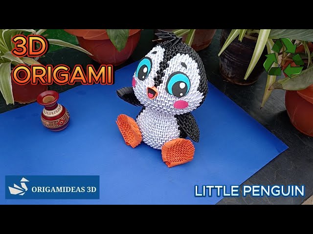 How to make a Little Penguin in 3D Origami with reusable paper | Pingüino Pequeño en Origami 3D