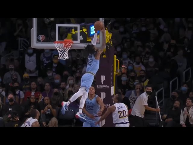 Ja Morant's Head Touches The Backboard On INSANE Two-Hand Block😲