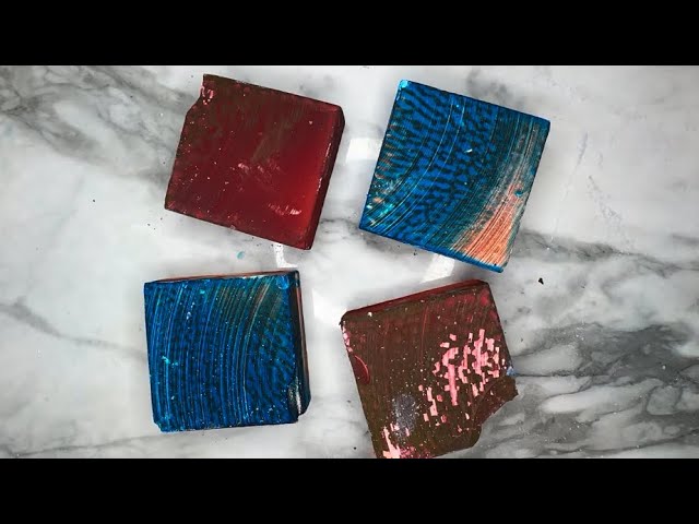 Crunchy Blue and Red Dyed Gym Chalk | ASMR