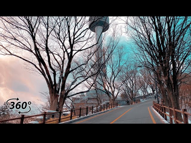 [4K] Snowing Namsan Seoul Tower Walking Tour l 360° VR Korea l Creatrip