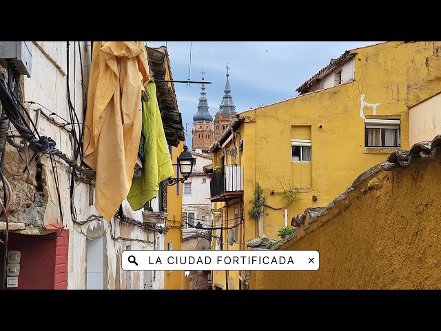 CALATAYUD the Ayyub Castle, cave houses and their panoramic views | Walking tour 4k