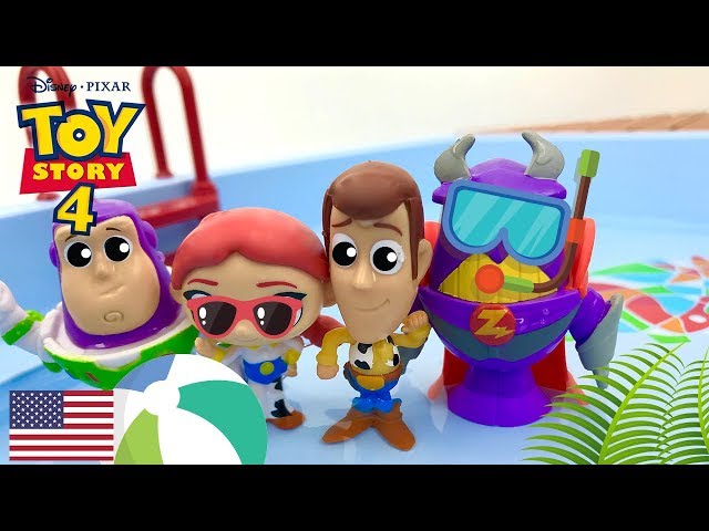 Toy Story 4 Friends Pool Party Water Slide Woody Buzz Lightyear New Movie Toys English