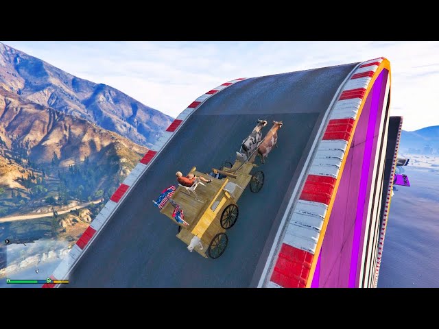 LIVE 🔴 GTA V Cow Car Stunt 😂😈 (Gadi Wala Games) #40