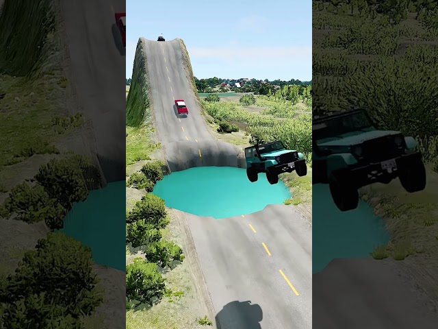 car vs water pit - beamng drive 🤩 #trend #beamngdrive #shorts