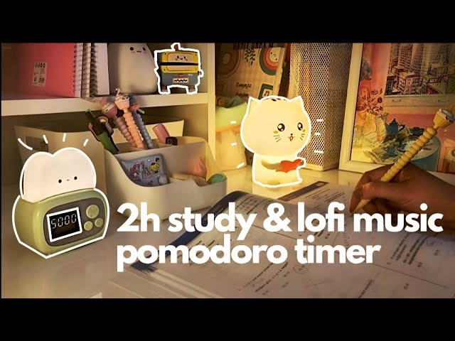 2 hour study with me | Pomodoro Timer 50/10 | Aesthetic Study & Lofi Music