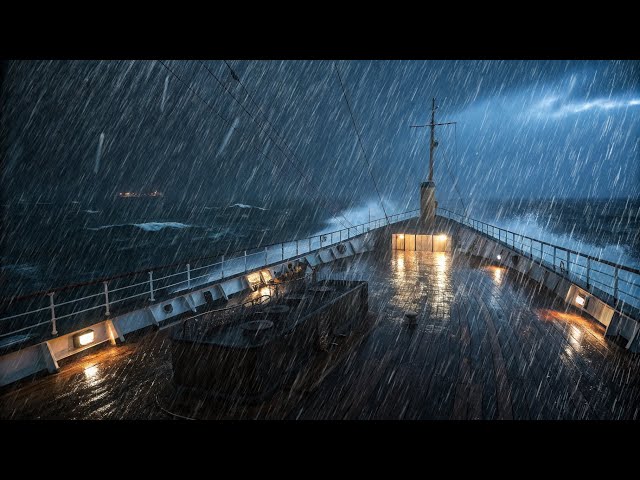 Drifting Ship in a Stormy Sea | 수면, 휴식 또는 집중을 위한 비와 천둥 소리