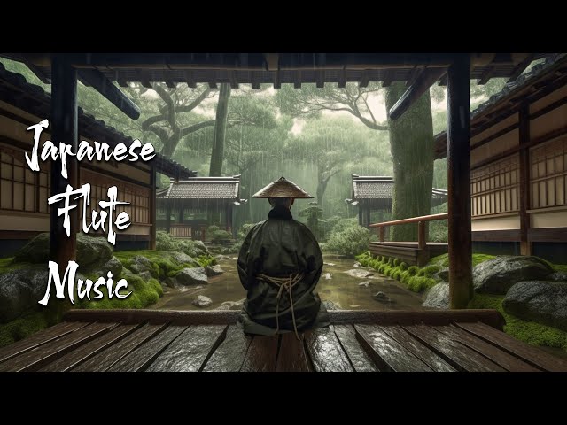 Rainy day in Japanese Zen Garden - Japanese Flute Music For Soothing, Meditation, Healing