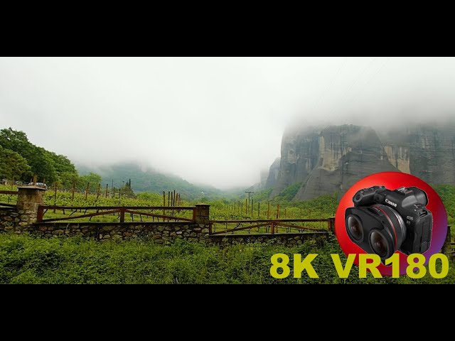 BAD WEATHER at the famous METEORA with cliff top monasteries GREECE 8K 4K VR180 3D Travel Videos