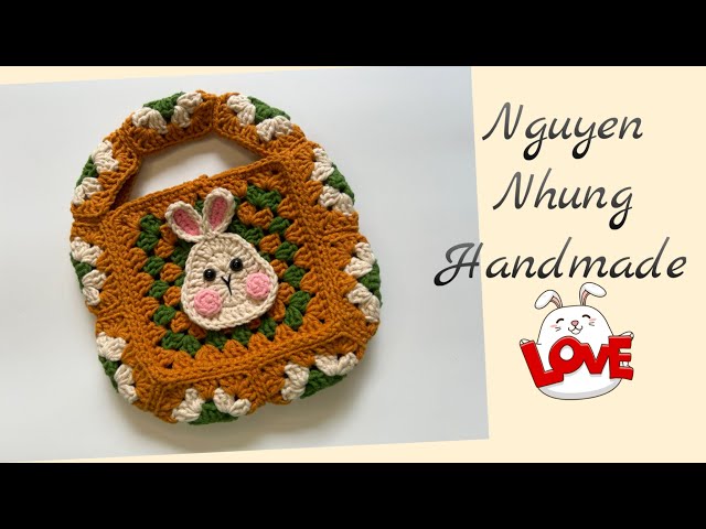 Hướng dẫn móc túi ghép ô vuông bằng len| How to crochet square bag easy 🐰🐰🐰