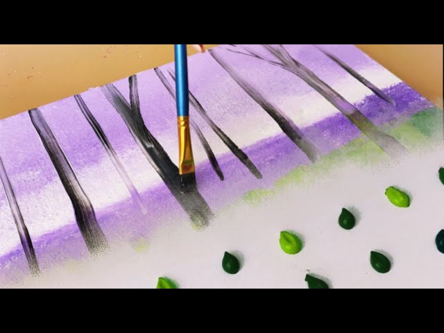 Lavender Flower Forest/  Easy Acrylic Painting Technique