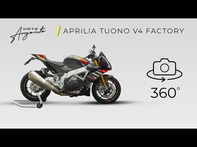 APRILIA TUONO V4 FACTORY - Vista a 360 gradi - Moto Argento.