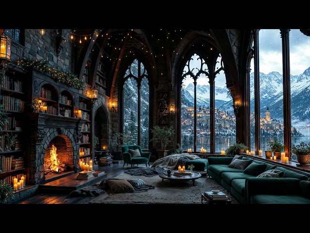 🔥 Relaxing Ambience by the Fireplace in a Snowy Winter Ambience