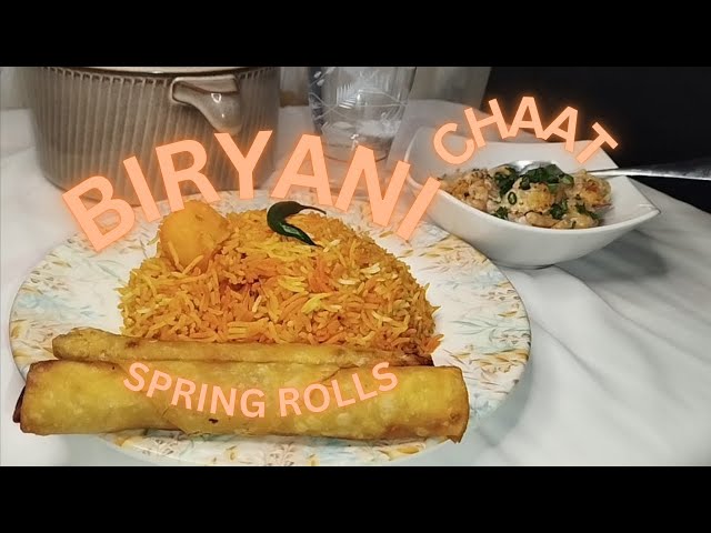 ASMR BIRYANI | CHAAT | SPRING ROLLS | EATING SOUNDS