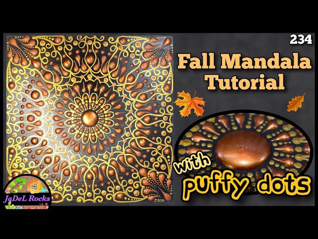 8" Fall Mandala Puffy 3D Dot Art Painting on Canvas Tutorial