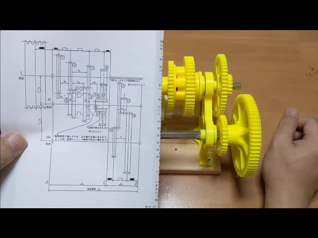 Explanation of the small model of the lathe headstock (transmission) 旋盤主軸台の小型模型（変速機）についての説明