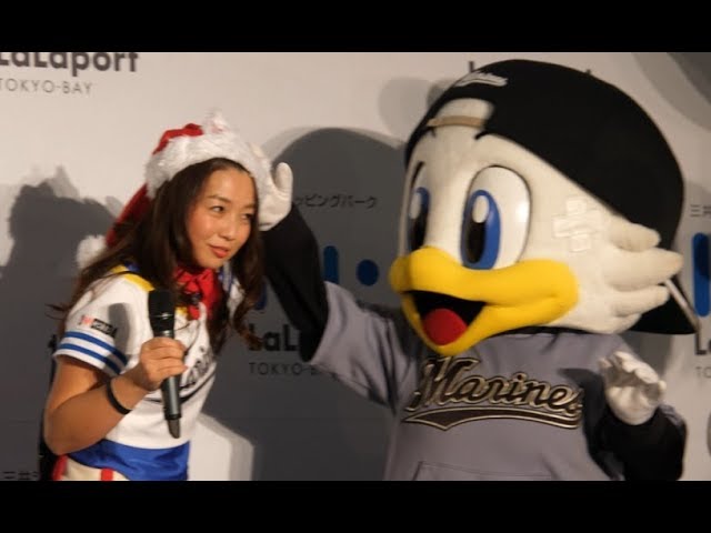 メリークリスマス♪こなつお姉さんたくろーす、Mスプサンタ、マーくん、リーンちゃん、ズーちゃん ららぽーとTOKYO-BAY 千葉ロッテマリーンズコラボイベント