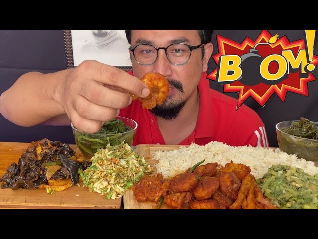 PRAWN FRY, VEGETABLE CURRY MUKBANG EATING CHALLENGE || REQUESTED MUKBANG || EATING SHOW