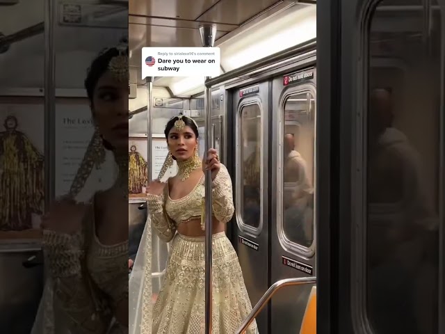 lehenga on the subway🫡🥹 #shorts #newyork #indian #bollywood