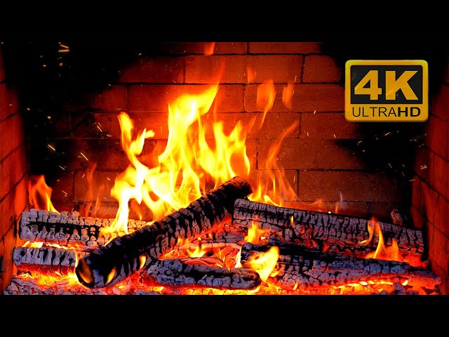 FIREPLACE 4K 🔥 Fireplace video with Burning Logs & Fire Sounds