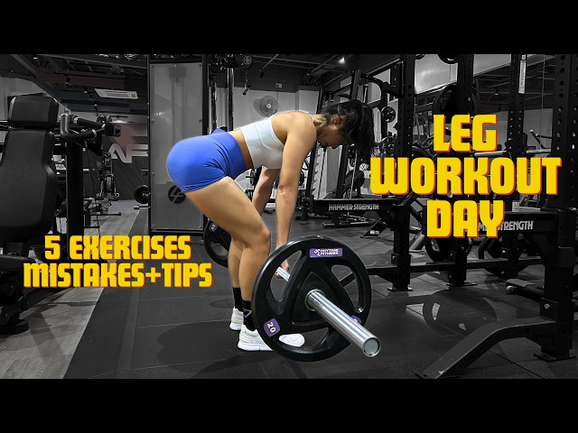 My LEG WORKOUT Day | 5 Exercises + Tips | Glutes, Quads, Hams