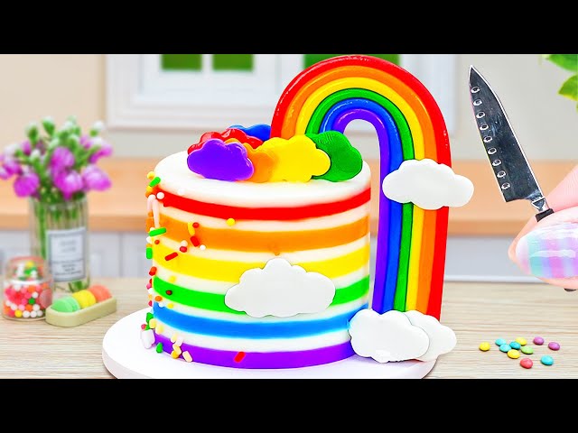 Fancy Rainbow Cake With Sprinkles 🌈 Beautiful Miniature Cake Decorating Art 🍰 Unbox Overworld