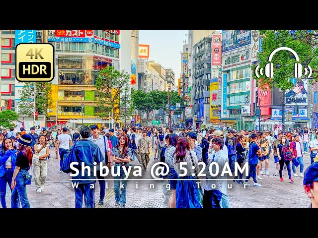 Super Early Morning Shibuya @ 5:20AM 2023 Walking Tour - Tokyo Japan [4K/HDR/Binaural]