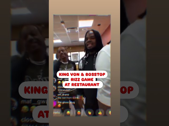 KING VON & BOSSTOP RIZZ GAME AT RESTAURANT #kingvon #viralvideo #chicago #atlanta #lildurk  #drill