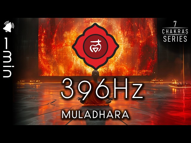 REIKI music with bell every 1 minute ❯ 396 Hz: Root Chakra Healing | AURA REGENERATION